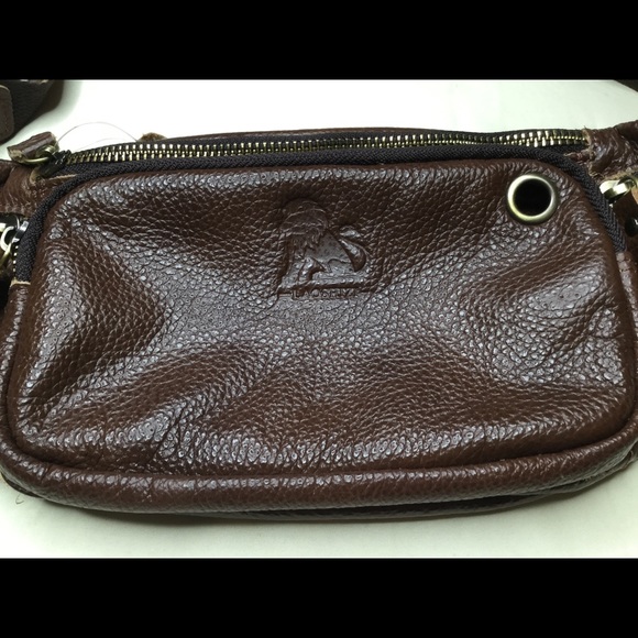 Laoshizi Brown Leather Belt Bag Fanny Pack Sling - Picture 2 of 9